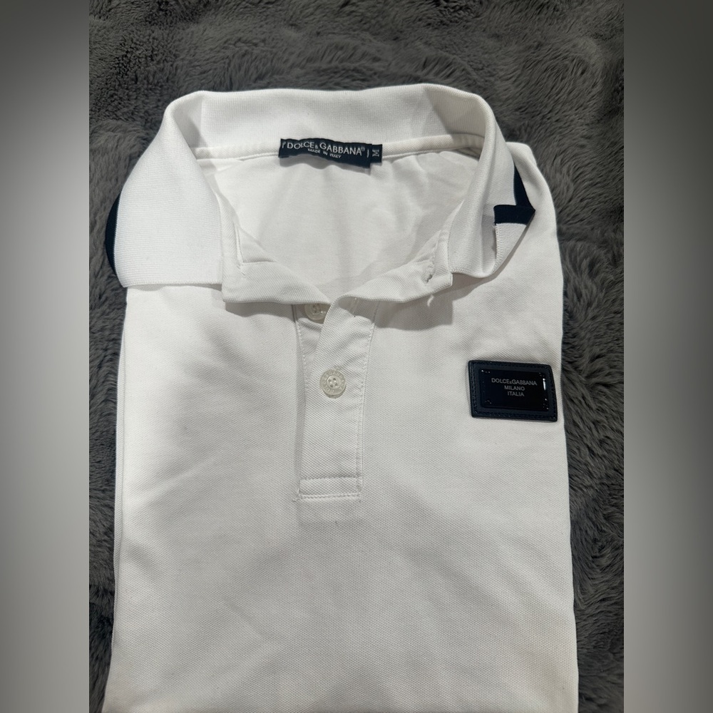 Dolce & Gabbana White Polo with Black Accents - Picture 2 of 4